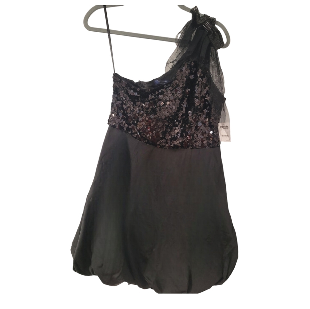 NWT One shoulder Charlotte Russe sequin and satin dress size 12